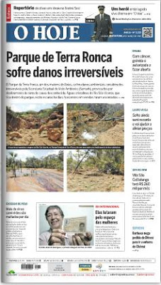 Jornal “O Hoje”, de Goiânia, dá primeira página ao desastre do parque Terra Ronca e repercute nossos posts