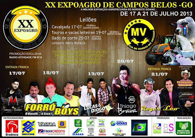 Divulgada a programação oficial da XX Expoagro de Campos Belos. Este ano terá rodeio e a sensação Thiago Brava