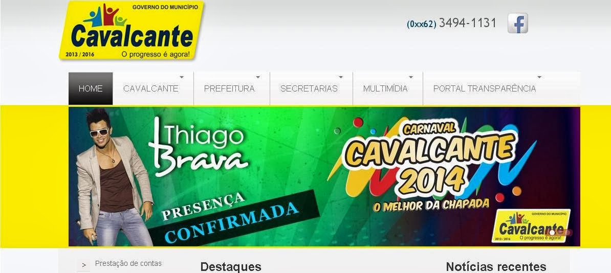 Prefeitura de Cavalcante cria site interessante e informativo