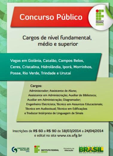 Concurso federal em Posse (GO): Instituto Federal Goiano vai implantar câmpus e abre inscrições para servidores e professores