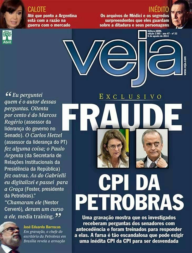 Opinião: Revista Veja e a “fraude” na CPI da Petrobras… “A mim, faz apenas gargalhar”