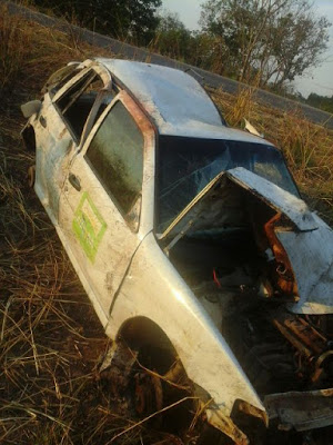 Perda total: carro da prefeitura de Aurora capota. Três pessoas ficaram feridas