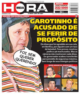Meia hora e a capa do dia: “foi sem querer querendo”