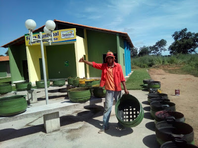 Lavandeira (TO) produz lixeiras ecológicas a base de pneus reciclados