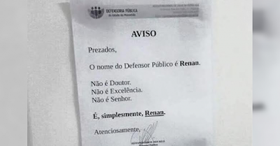 Herança colonial. Defensor público no Maranhão dispensa ser chamado de Doutor: “É simplesmente Renan”