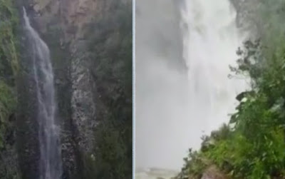 Turistas escapam de tromba d’água em cachoeira na Chapada dos Veadeiros