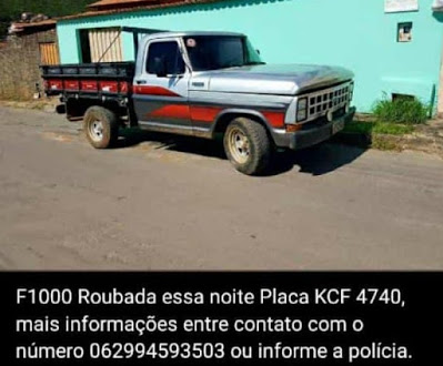 Urgente: caminhonete é furtada em Campos Belos (GO)