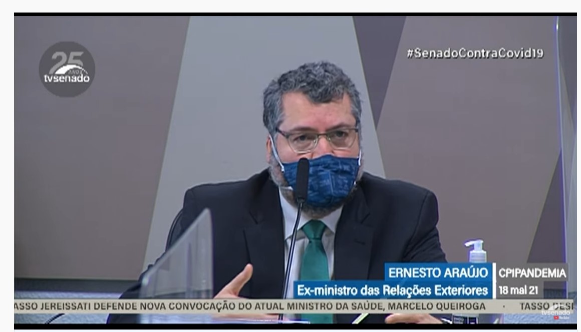 CPI:  acompanhe agora o depoimento de Ernesto Araújo