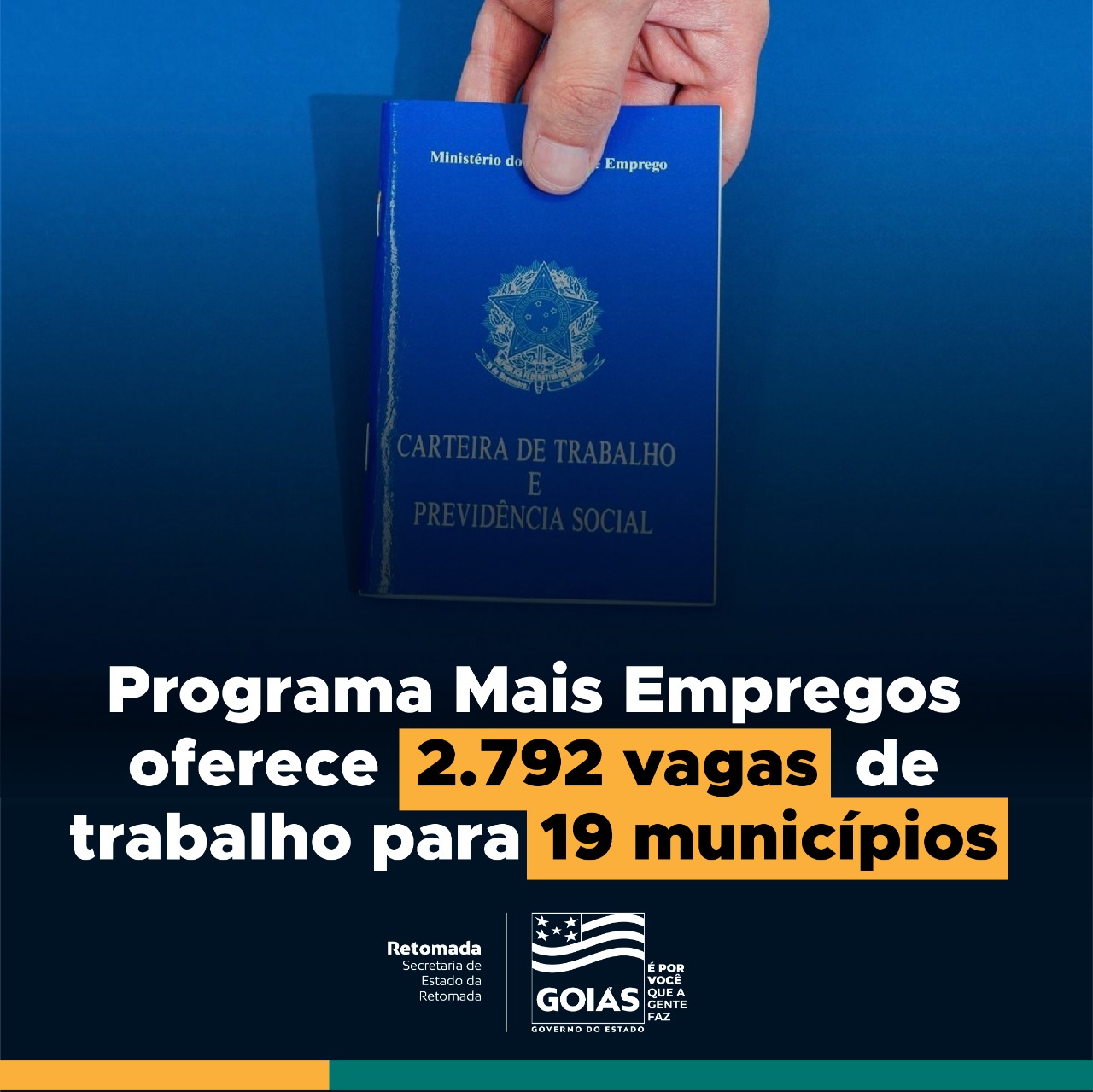 Goiás: Programa Mais Empregos oferece 2.792 vagas de trabalho em 19 municípios
