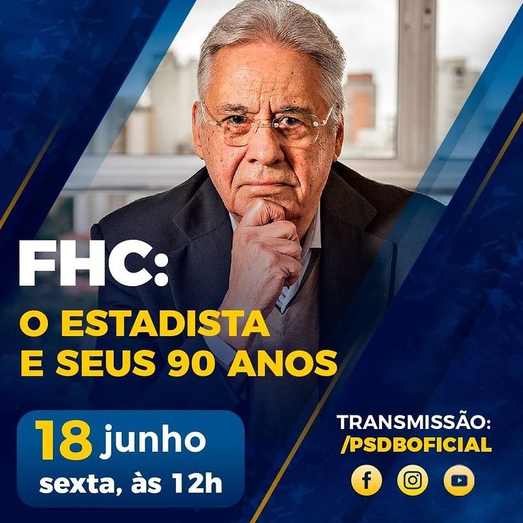 PSDB terá especial online em homenagem aos 90 anos de Fernando Henrique Cardoso