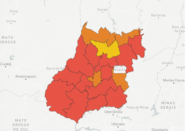 Vermelhidão: maioria do Nordeste de Goiás ainda está em situação de calamidade, em mapa de risco