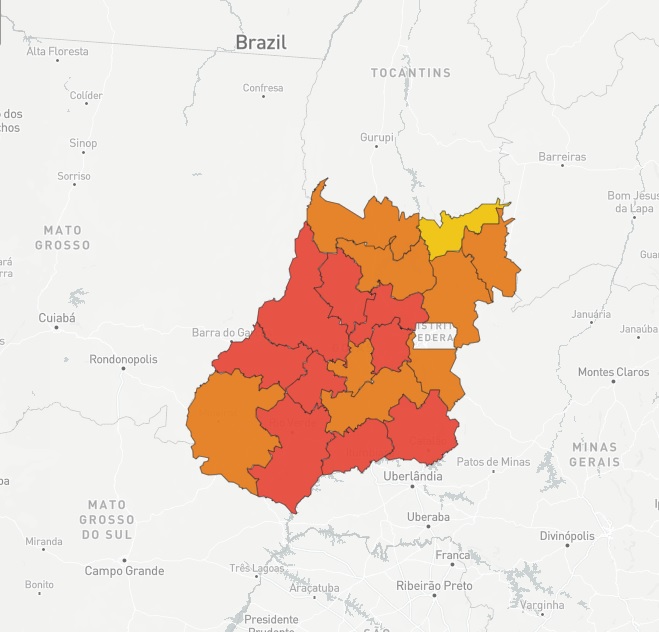 Três regiões pioram e três apresentam melhora nos índices da pandemia; Campos Belos (GO) entra na fase Amarela