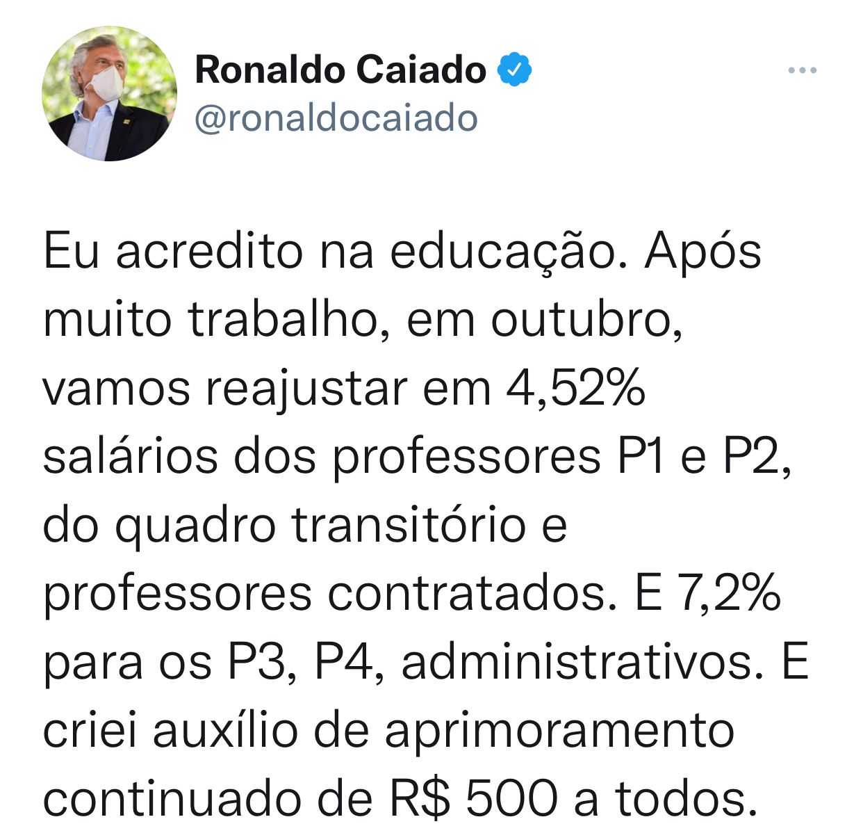 Caiado afirma que vai dar aumento aos professores do estado