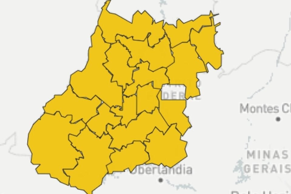 Todo amarelo: todas as regiões de Goiás estão em situação de alerta, o menor risco da pandemia