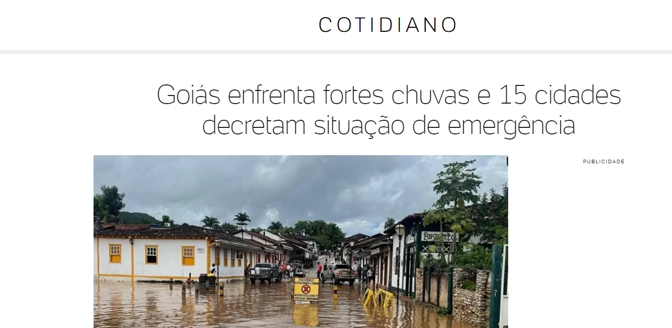 Finalmente a grande imprensa escreve algumas linhas sobre a tragédia das chuvas no nordeste de Goiás