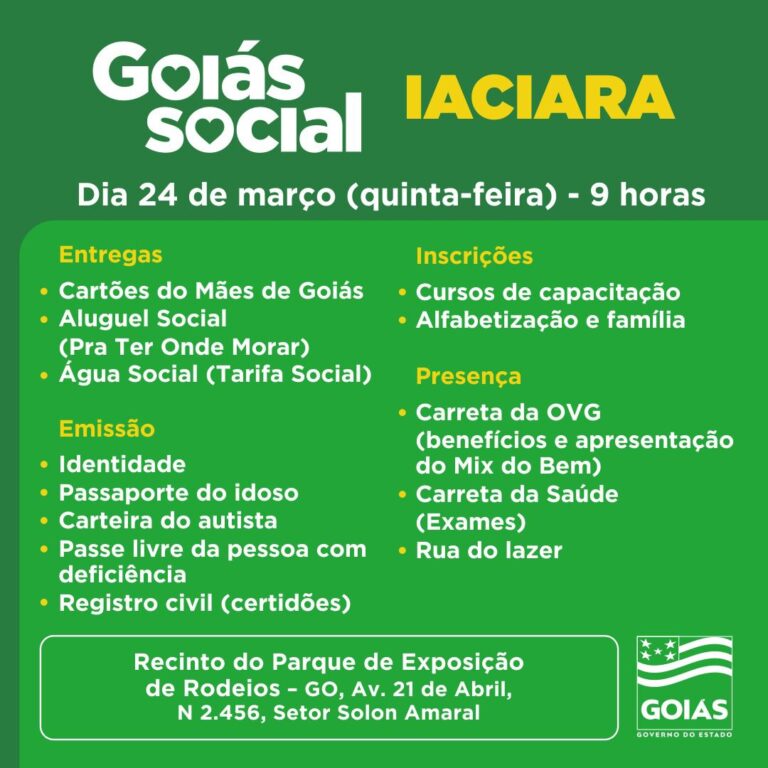Governo de Goiás leva benefícios, através do Goiás Social, para Iaciara (GO)