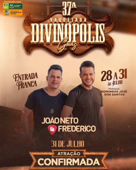 João Neto e Frederico e o sertanejo Leonardo estão confirmados na Vaquejada de Divinópolis de Goiás