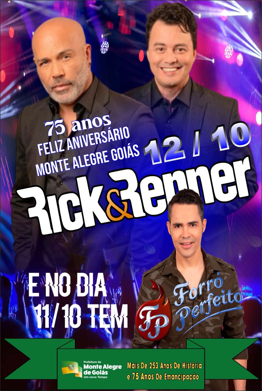 Rick e Renner faz show em Monte Alegre (GO) no dia 12 de outubro
