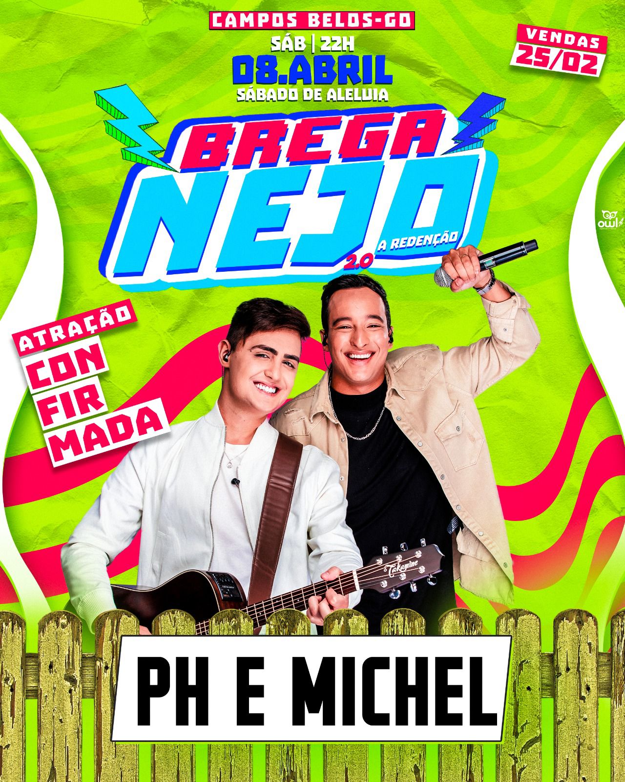 Campos Belos (GO) recebe, no Sábado de Aleluia, show Brega Nejo, com PH e Michel