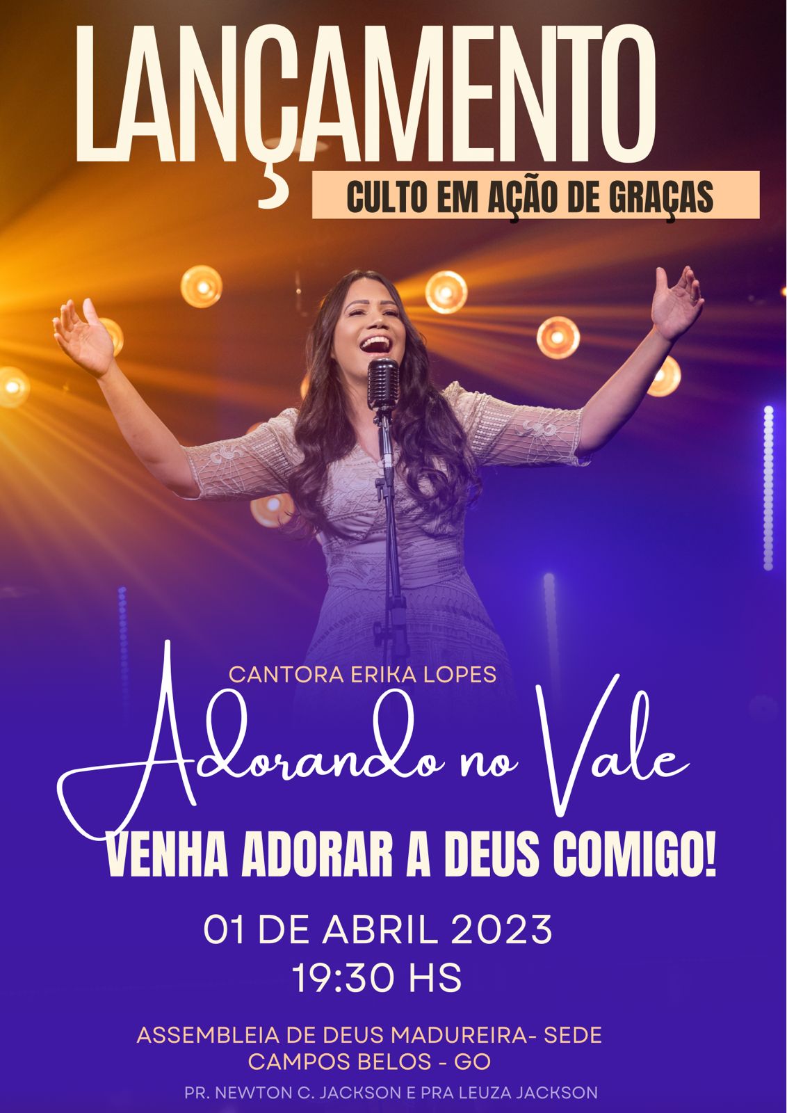 Érica Lopes lança, no dia 1º de abril, a música “Adorando o Vale”