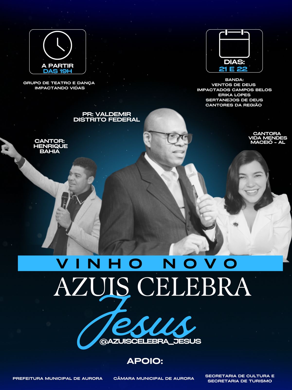 Aurora do Tocantins recebe o “Azuis Celebra Jesus”, nos dias 21 e 22 de julho