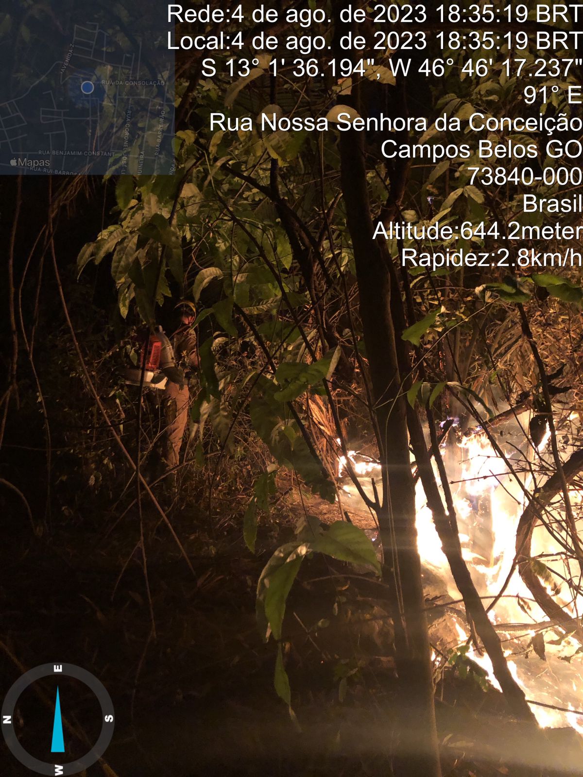 Rapaz é preso, em flagrante, ao atear fogo em morro de Campos Belos (GO)