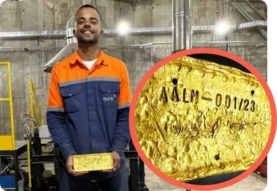 Aura produz primeira barra de ouro em Almas (TO) e deve iniciar produção comercial