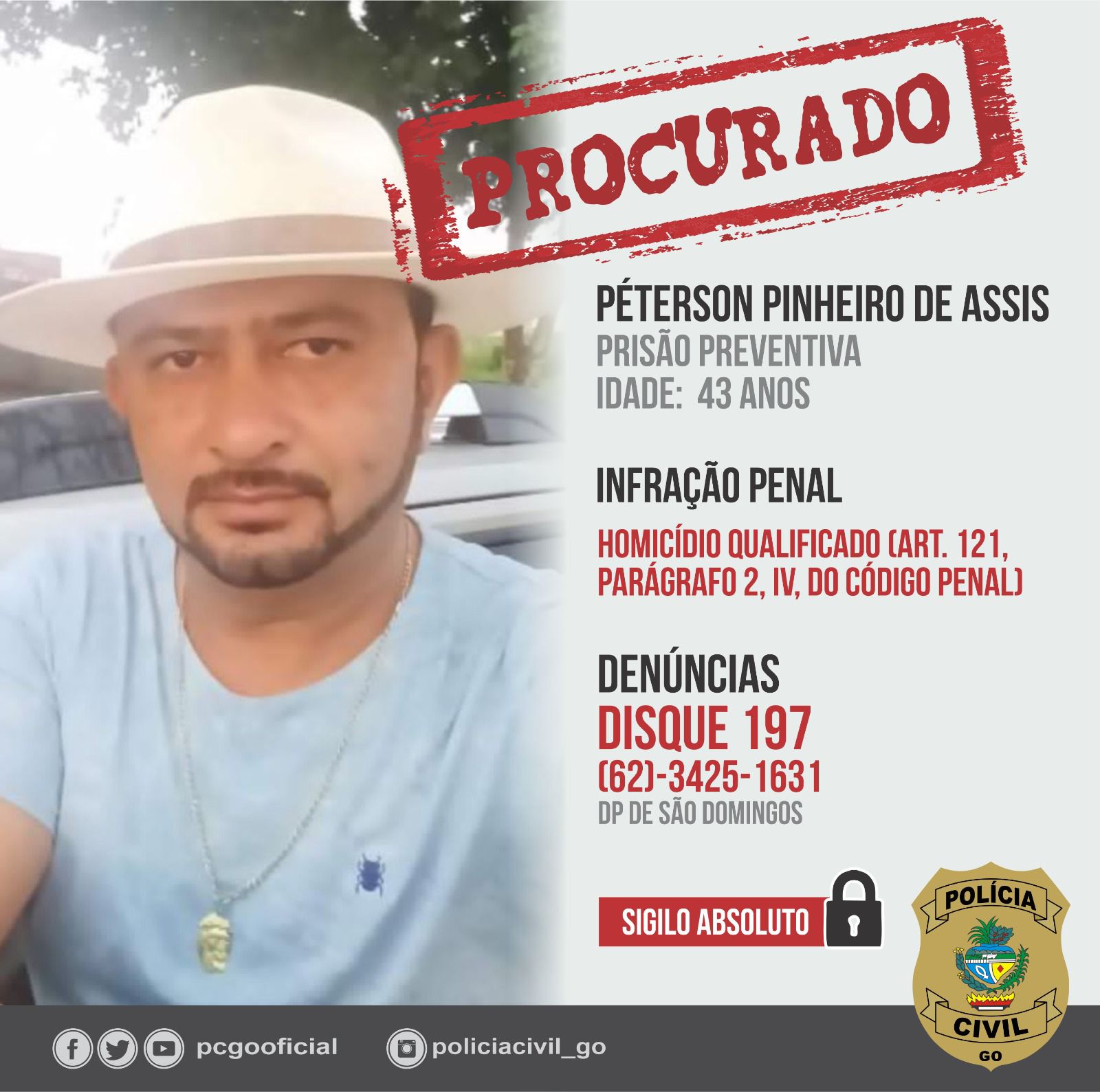 Polícia de Goiás procura Péterson Pinheiro; acusado de matar dono de salão em São Domingos (GO)