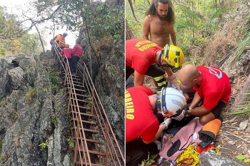 Bombeiros resgatam vítima de queda em cachoeira de Cavalcante (GO); paciente levado para Campos Belos (GO)