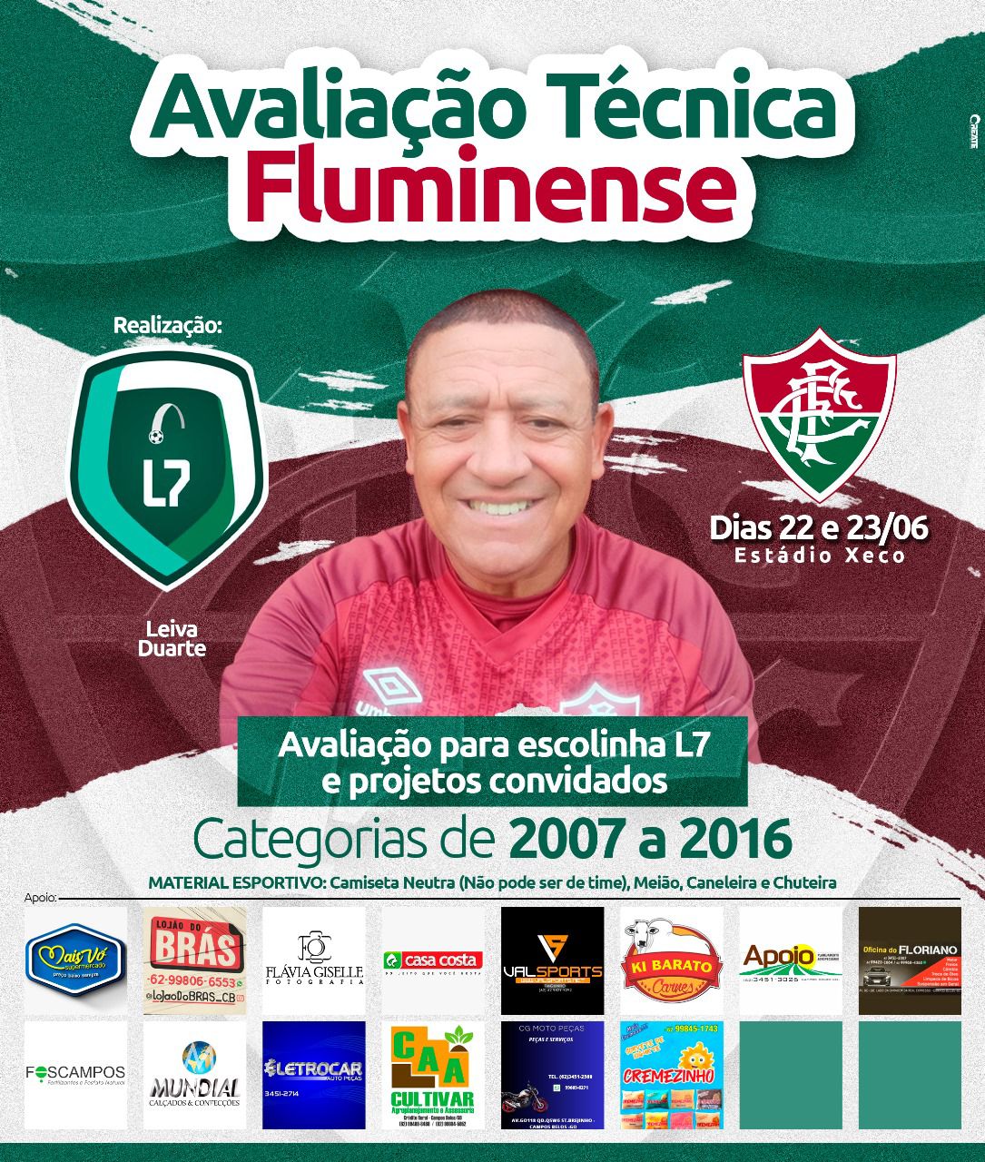 Escolinha do Fluminense fará “peneira” em Campos Belos (GO)