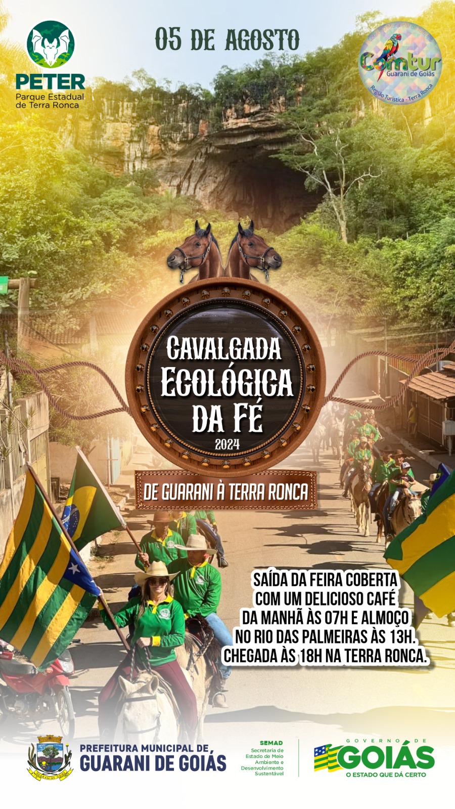 Guarani de Goiás (GO) promove tradicional Cavalgada Ecológica da Fé rumo à Terra Ronca