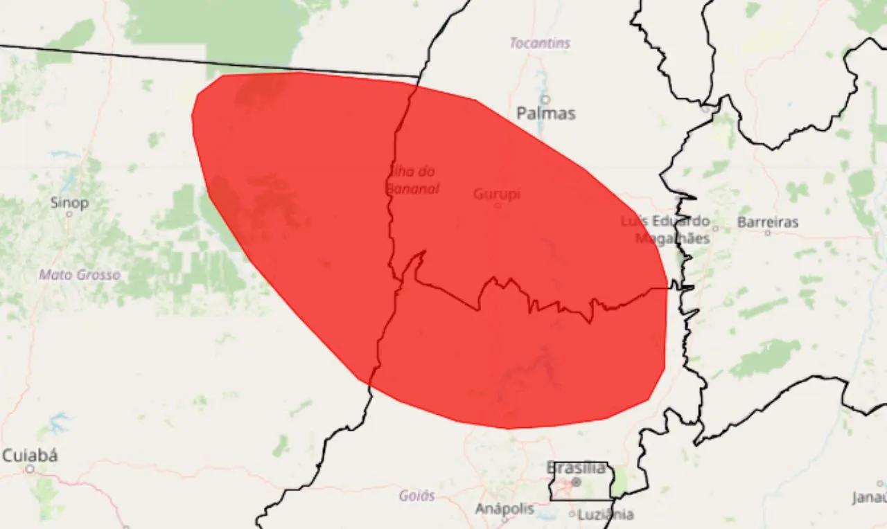 Alerta vermelho para umidade abaixo dos 12% no Nordeste de Goiás e Sudeste do Tocantins