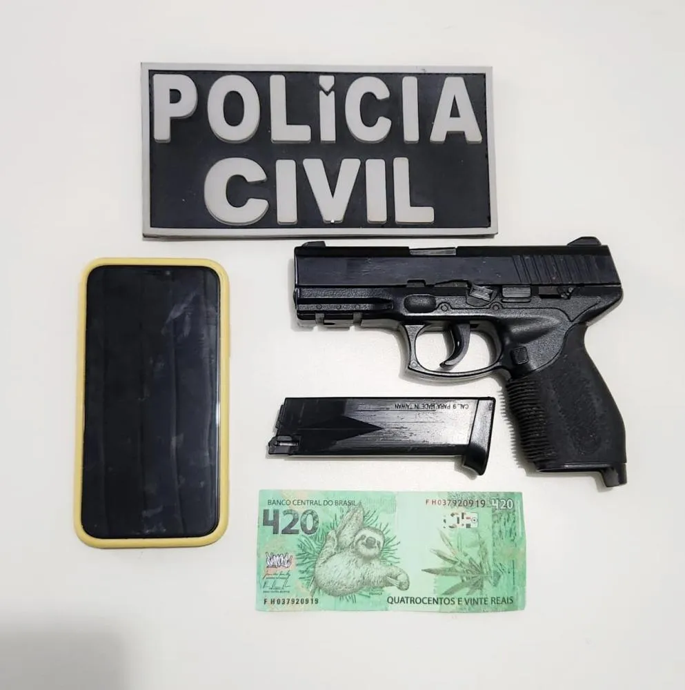 Polícia Civil apreende simulacro de arma de fogo e nota falsa de R$ 420 em Aurora do Tocantins (TO)