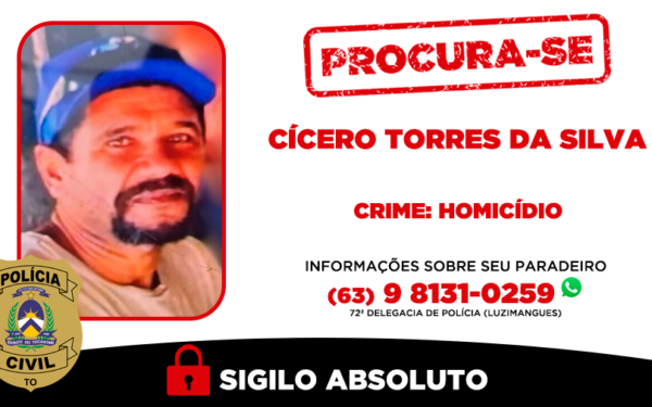 Suspeito de homicídio é procurado pela Polícia Civil do Tocantins