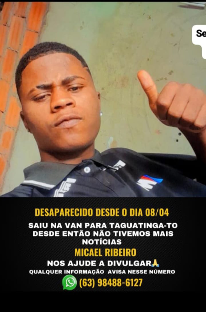 Família procura por rapaz, que viajou para Taguatinga (TO)