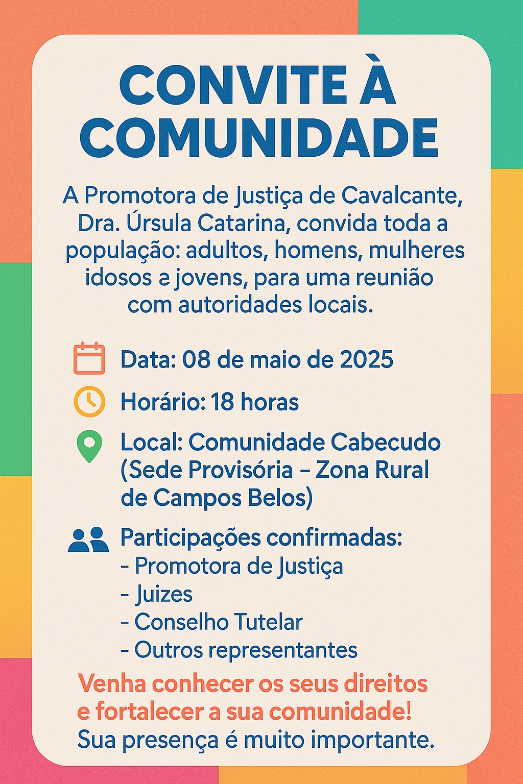 Promotora faz convite à comunidade de Campos Belos (GO)