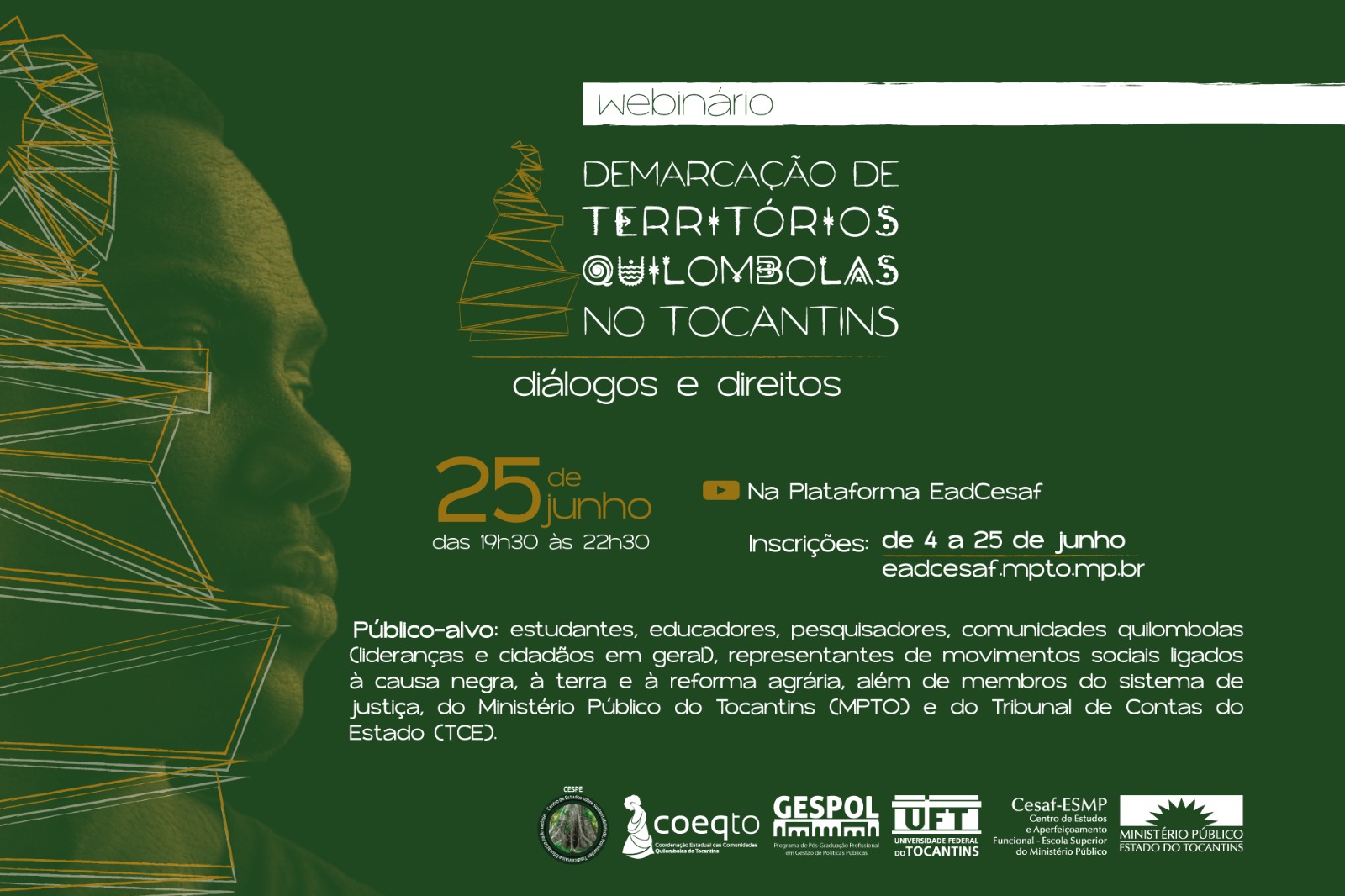 Webinário sobre demarcação de territórios quilombolas organizado pelo MPTO acontece nesta quarta (25)